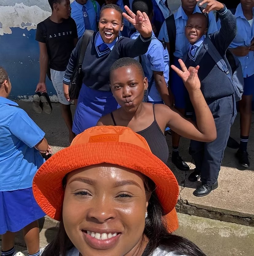 Sonto Msomi with students