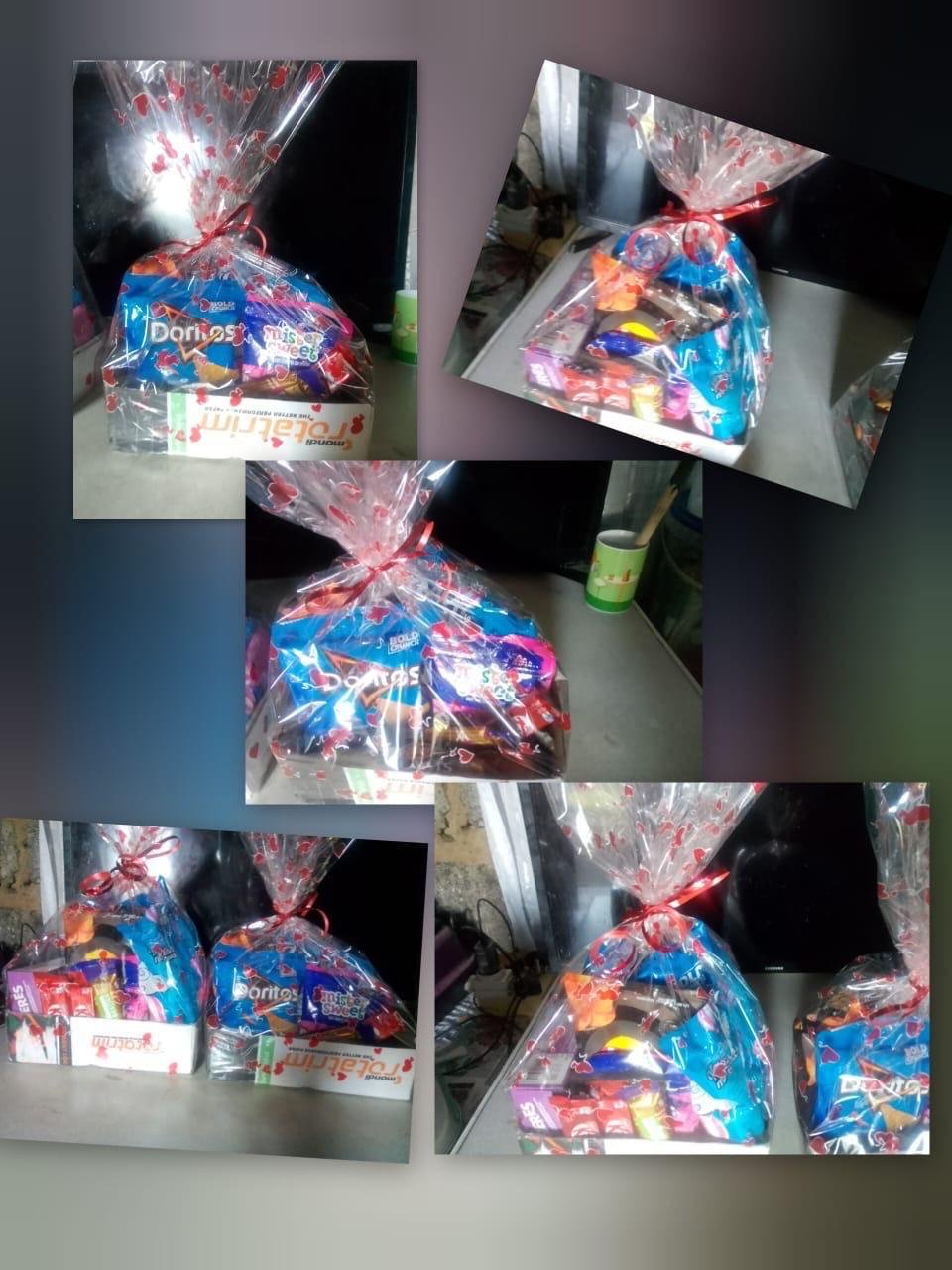 The Valentine's hampers Thando made and sold to school friends